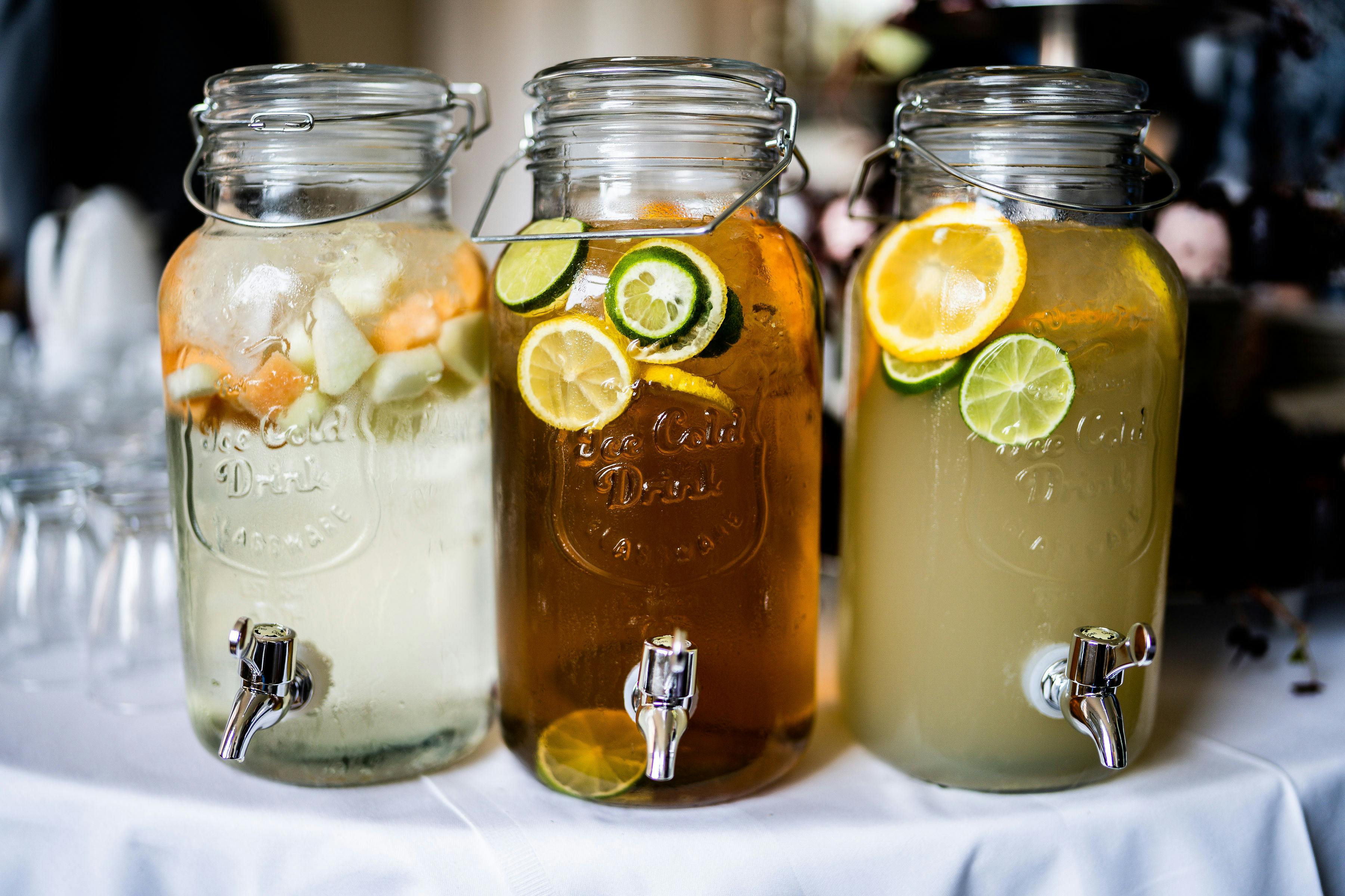 Fresh smoothies in glass jars